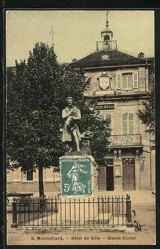 AK Montbéliard, Hotel de Ville, Statue Cuvier