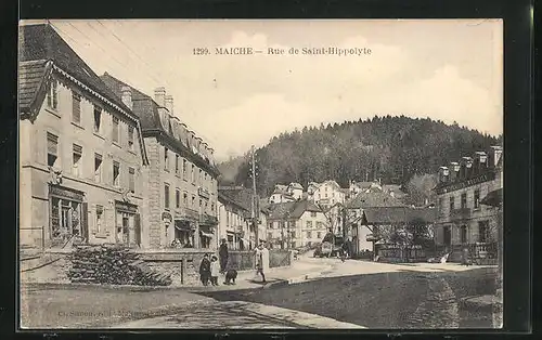 AK Maiche, Rue de Saint-Hippolyte, Strassenpartie