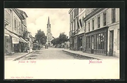 AK Mussidan, Avenue de l`église, Strassenpartie