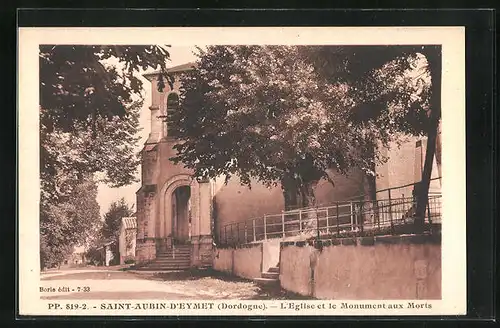 AK Saint-Aubin-D`Eymet, L`Eglise et le Monument aux Morts