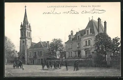 AK Lanouaille, Place du Marche, l'Eglise