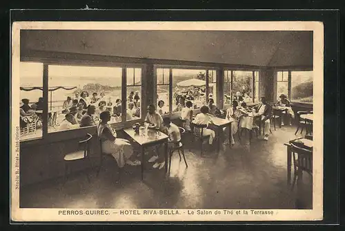 AK Perros-Guirec, Hotel Riva-Bella, Le Salon de Thé et la Terrasse