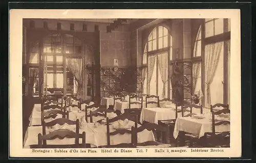 AK Sables-d`Or-les-Pins, Hôtel de Diane, Salle à manger, Intérieur Breton