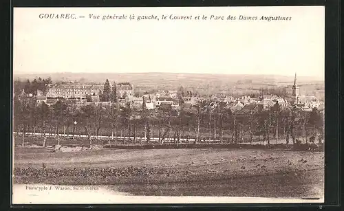 AK Gouarec, Vue générale, À gauche le Couvent et le Parc des Dames Augustines