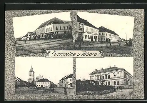 AK Cernovice u Tábora, Vier Motive aus dem Ort