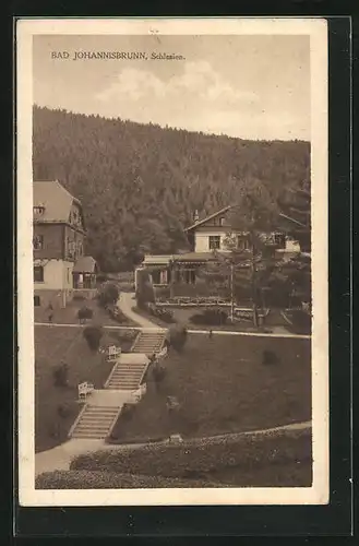 AK Bad Johannisbrunn / Schlesien, Gebäudeansicht aus der Vogelschau