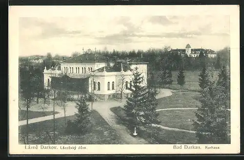 AK Bad Darkau, Kurhaus mit Garten