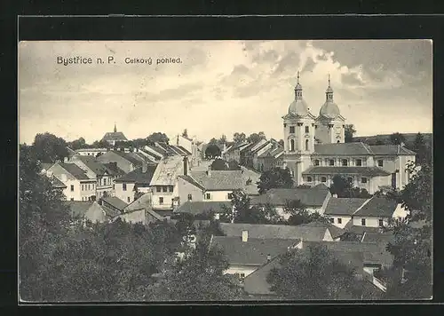 AK Bystrice n. P., Blick auf Kirche