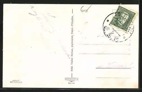 AK Pribyslav a okoli, Teilansicht, Denkmal, Ortspartie