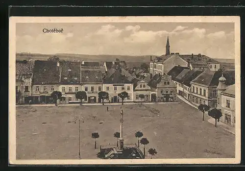 AK Chotebor, Marktplatz mit Umgebung