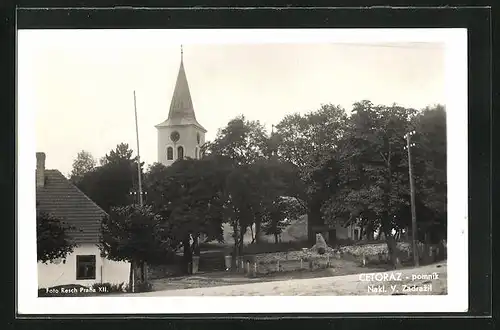 AK Cetoraz, Ortspartie mit Kirche