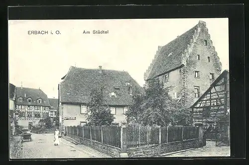 AK Erbach i. O., Strassenpartie Am Städtel