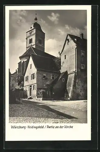 AK Würzburg-Heidingsfeld, Partie an der Kirche