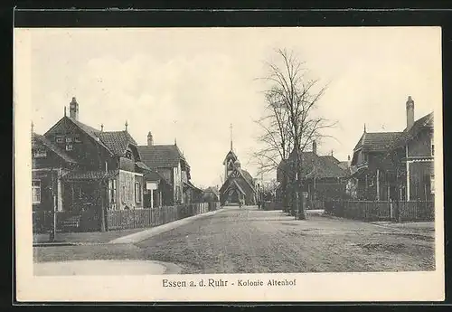 AK Essen a. d. Ruhr, Kolonie Altenhof mit Kirche