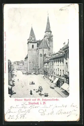 AK Ansbach i/B, Oberer Markt und St. Johanniskirche