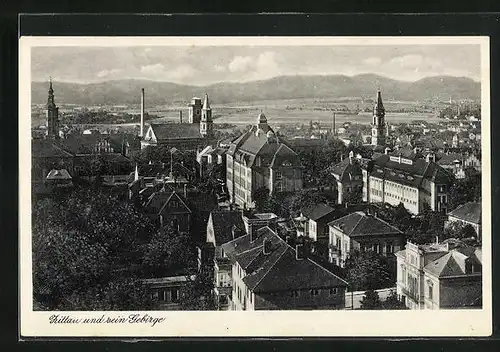 AK Zittau, Teilansicht und Gebirge