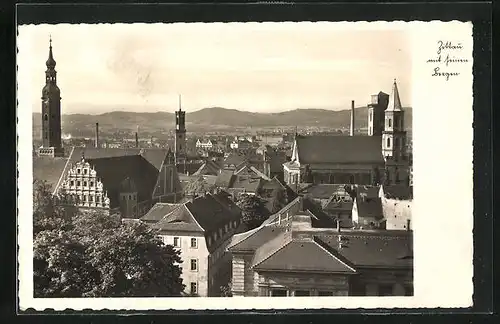 AK Zittau, Teilansicht mit seinen Bergen aus der Vogelschau