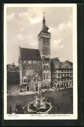 AK Würzburg, Altes Rathaus mit Grafen Eckardturm