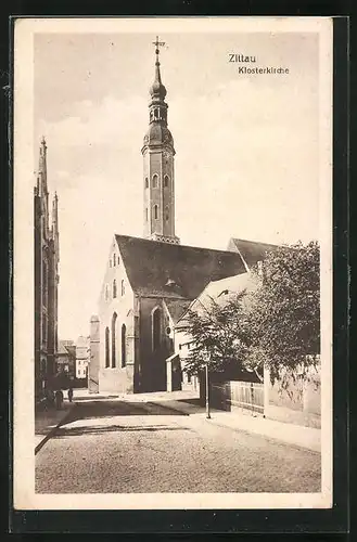 AK Zittau, Strassenpartie an der Klosterkirche