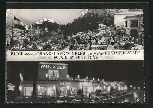 AK Salzburg, Blick vom Grand-Cafè Winkler auf die Festspielstadt