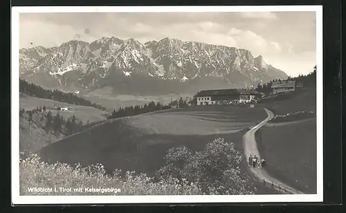 AK Wildbichl, Ortsansicht mit Kaisergebirge