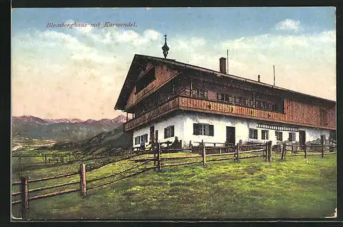 AK Bad Tölz, Blomberghaus mit Karwendel