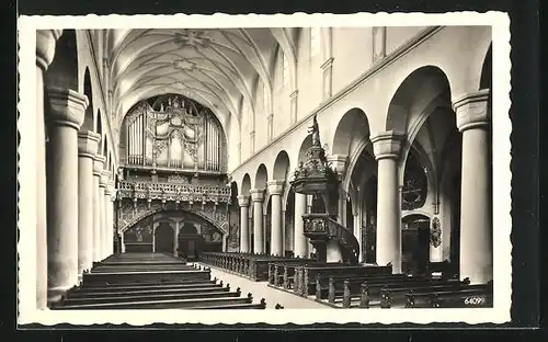 AK Konstanz (Bodensee), Längsschiff mit Orgel im Münster
