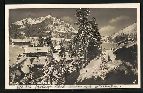 AK Neuhaus (Schliersee), Wurzhütte mit Brecherspitze