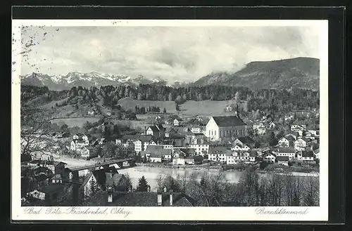 AK Bad Tölz-Krankenheil, Ortsansicht mit Benediktenwand