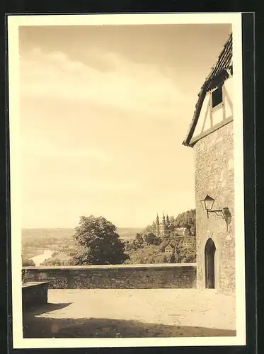 AK Würzburg, Festung Marienberg, Blick auf Käpelle und Maintal
