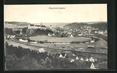 AK Sigmaringen, Panoramablick vom Berg