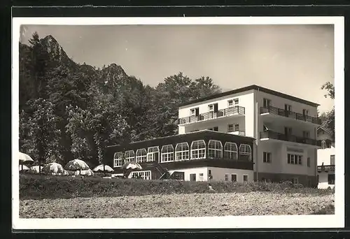 AK Berchtesgaden, Passhöhe Hallturm mit Hotel & Terrassen-Café