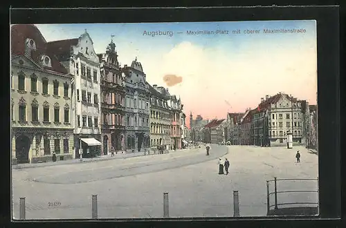 AK Augsburg, Maximilian Platz mit oberer Maximillianstrasse