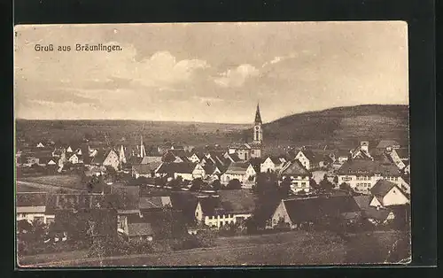AK Bräunlingen, mit Kirche, vom Hügel gesehen