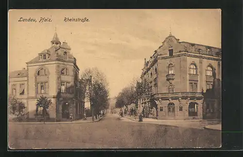 AK Landau i. d. Pfalz, Strassenkreuzung a. Rheinstrasse