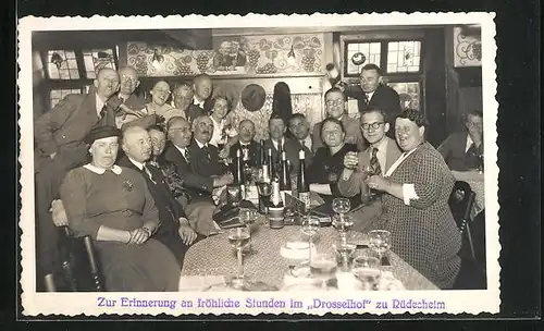 AK Rüdesheim, Stammtisch-Gruppenbild im Gasthaus Drosselhof