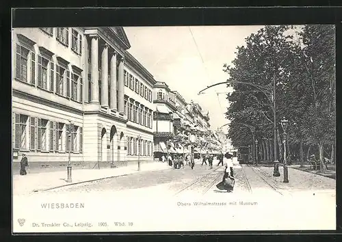 AK Wiesbaden, Obere Wilhelmstrasse mit Museum