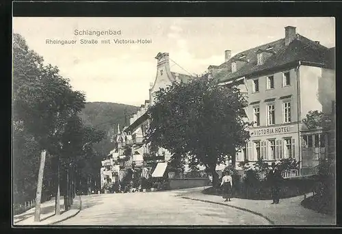 AK Schlangenbad, Rheingauer Strasse mit Victoria-Hotel