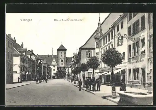 AK Villingen, Obere Strasse mit Obertor