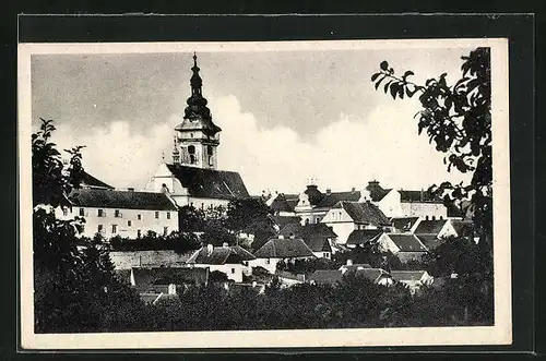 AK Mor. Budejovice, Blick nach der Kirche