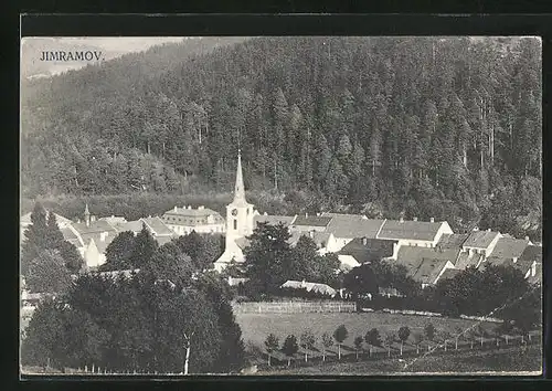 AK Jimramov, Ortsansicht mit Kirche