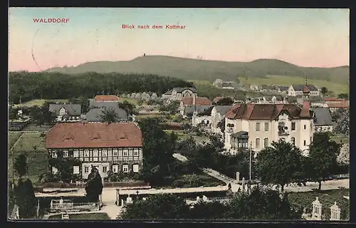 AK Walddorf, Ortspartie mit Blick nach dem Kottmar