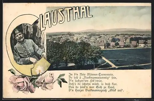 AK Clausthal, Stadtpanorama, Bergmann