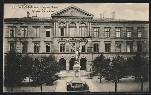 AK Durlach, Schule und Kriegerdenkmal