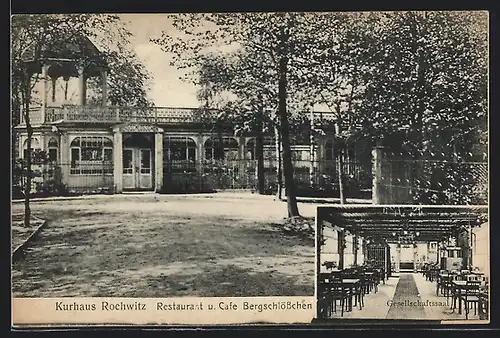 AK Dresden-Rochwitz, Kurhaus mit Restaurant u. Cafe Bergschlösschen, Inneres Gesellschaftssaal