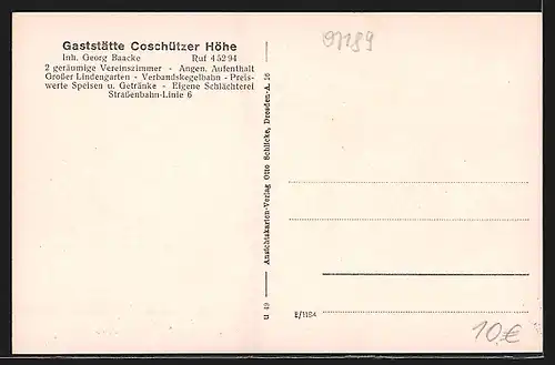 AK Dresden-Coschütz, Gasthof Coschützer Höhe