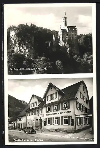 AK Honau /Schwäb. Alb, Gasthaus zum Adler, Schloss Lichtenstein