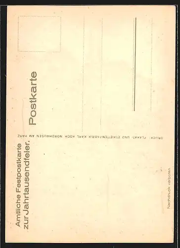 AK Nordhausen, Teilansicht der tausendjährigen Stadt