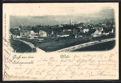 AK Wehr /Schwarzwald, Teilansicht mit Kirche