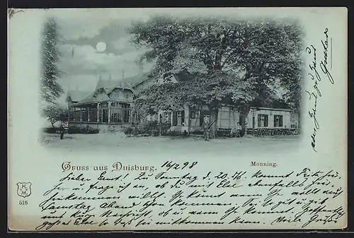 Mondschein-AK Duisburg, Gasthaus Monning